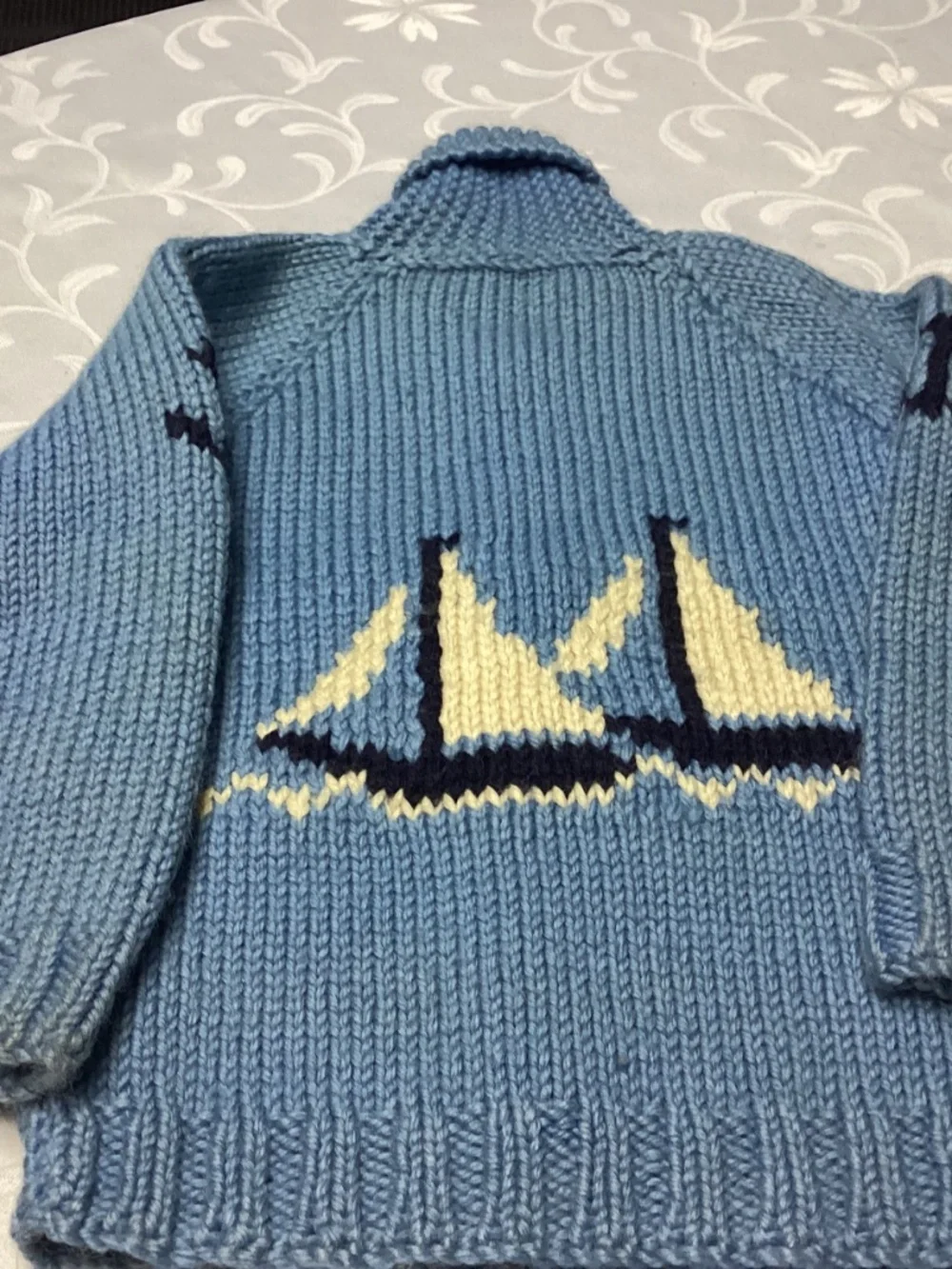 Childs nautical hand made sweater unisex wool VINTAGE